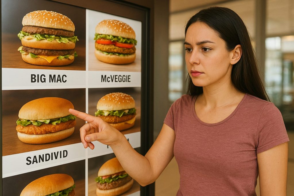 ハンバーガーを選ぶ女性