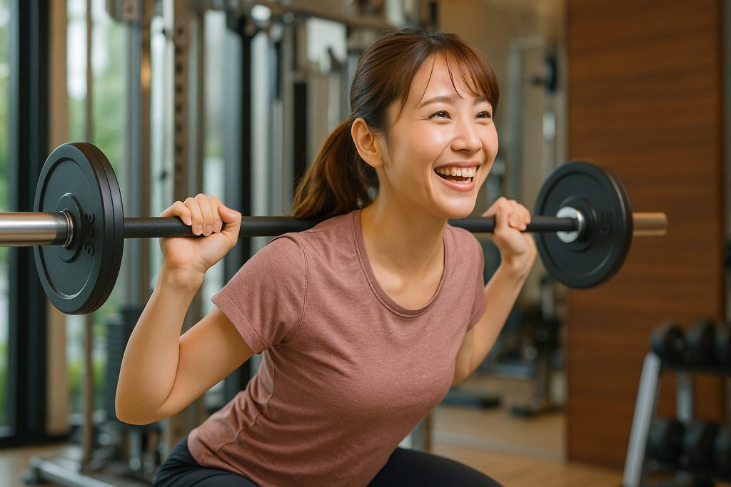 仕事終わりに運動でストレスを発散する女性。