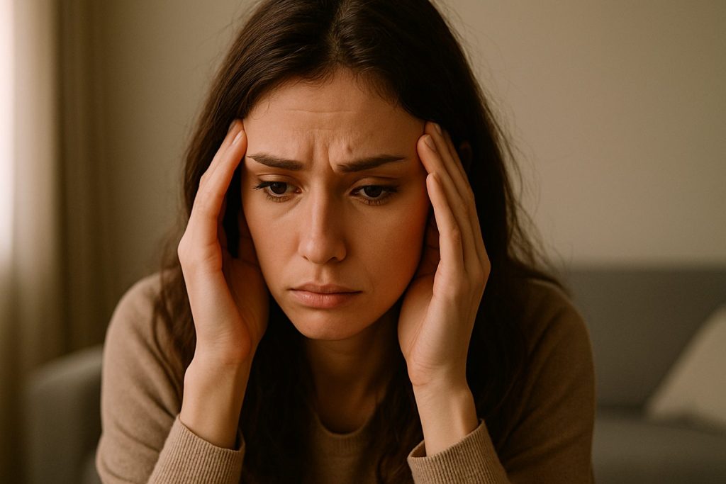 困っている女性。